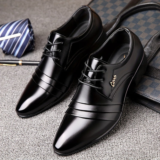 Men's Dress Shoes, New Style Elegant Men's Shoes, Casual Shoes, British Loafers, Pointed Toe Dress Shoes, Lace-Up Men's Gift, Low-Top Plus Size Men's Black Shoes