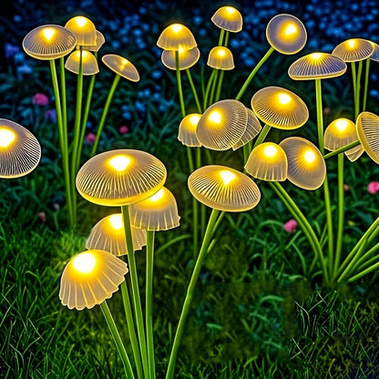 [LED Jellyfish Mushroom Lights] Solar 6/ 8/ 10 LED Jellyfish Mushroom Lights, Garden Landscape Lights, Outdoor Ground-plug Lawn Lights, Garden Decoration Lights, Doliday Garden Lights