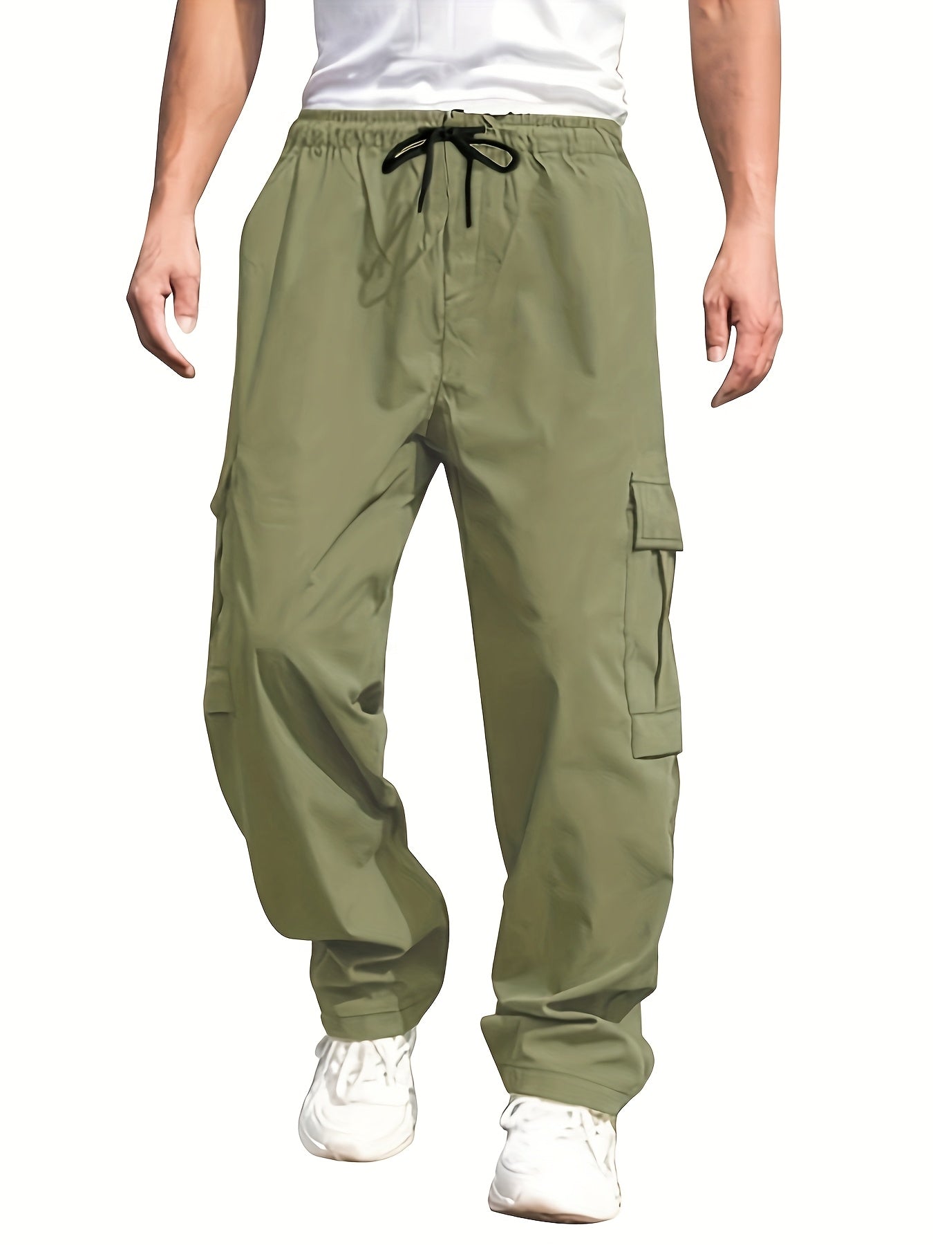 Men'S Stylish Loose Straight Casual Multi-Pocket Lightweight Work Pants for Spring And Autumn
