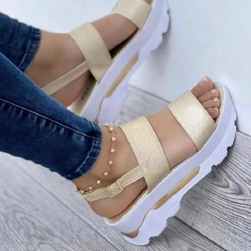 Women Platform Sandals Red Wedge Shoes Woman Summer Ankle Strap Flats Shoe Ladies Peep Toe Sandals Casual Shoes Sandlas, Women Shoes