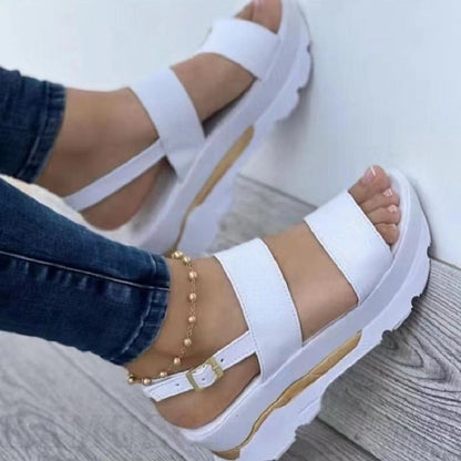 Women Platform Sandals Red Wedge Shoes Woman Summer Ankle Strap Flats Shoe Ladies Peep Toe Sandals Casual Shoes Sandlas, Women Shoes