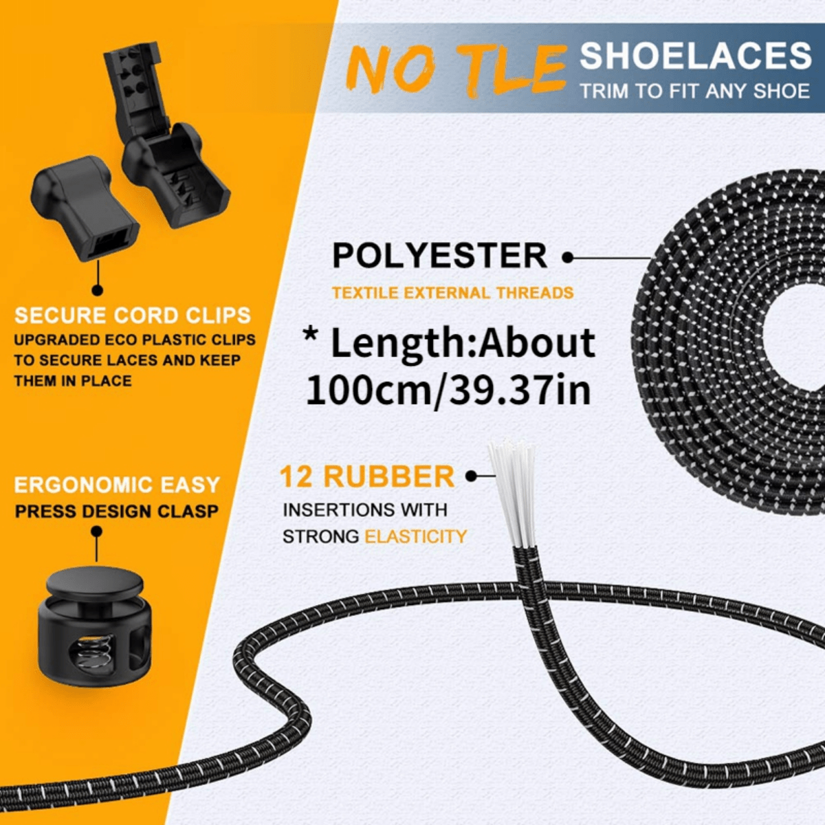 Shoelace 1 Pair Round Elastic Shoelaces Suitable For Various Shoe Accessories No Tie Shoelace Fixed Stretching Locking Lazy Laces