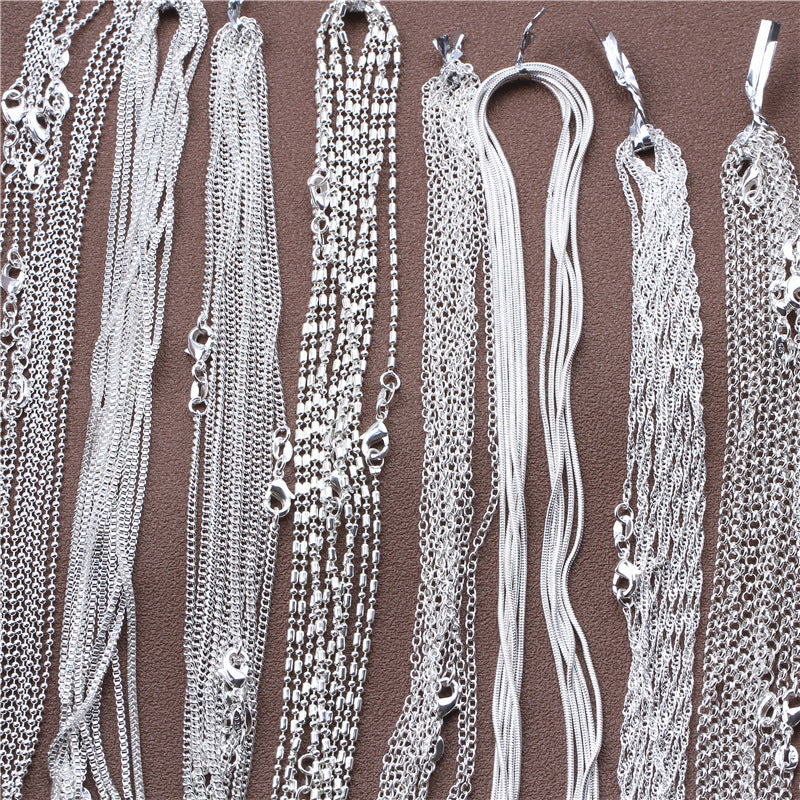 5pcs Silver-plated Plated Link Chain Necklaces with Lobster Clasps - 16-30 Inch Versatile Jewelry Making Chains for Fashion Accessories, Fashion Jewelry Making|Textured Metal Chains|Durable Metal Chains, Jewelry Making Supplies