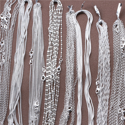 5pcs Silver-plated Plated Link Chain Necklaces with Lobster Clasps - 16-30 Inch Versatile Jewelry Making Chains for Fashion Accessories, Fashion Jewelry Making|Textured Metal Chains|Durable Metal Chains, Jewelry Making Supplies