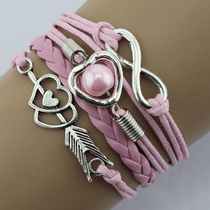 New Arrival Fashion Retro Cupid's Bow Love Heart Multicolor Rope Multi-Layer Bracelet