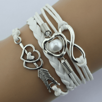 New Arrival Fashion Retro Cupid's Bow Love Heart Multicolor Rope Multi-Layer Bracelet