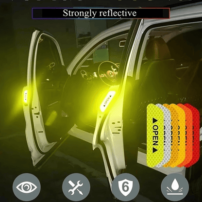 [Reflective Warning Stickers] 4PCS Easy-to-Apply Car Door Reflective Warning Stickers: Increase Visibility & Safety