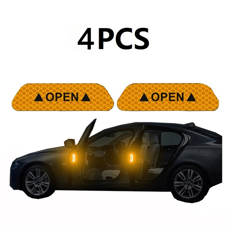 [Reflective Warning Stickers] 4PCS Easy-to-Apply Car Door Reflective Warning Stickers: Increase Visibility & Safety