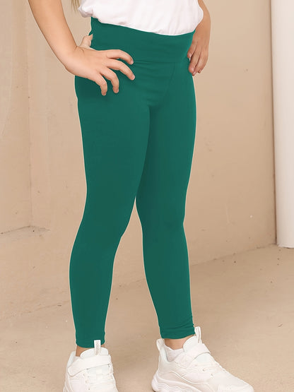 SOFTMILK Girls' Leggings / Super Soft High-Stretch / Solid Black Tight Pants with Elastic Waistband / All-Season Stretchy for Girls / Everyday & Formal Outfits