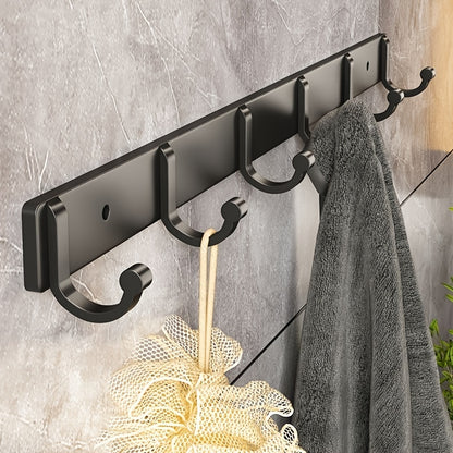Modern Space-Saving Black Aluminium Wall Mounted Hooks - Perfect for Towels, Coats and Clothes in Your Bathroom!