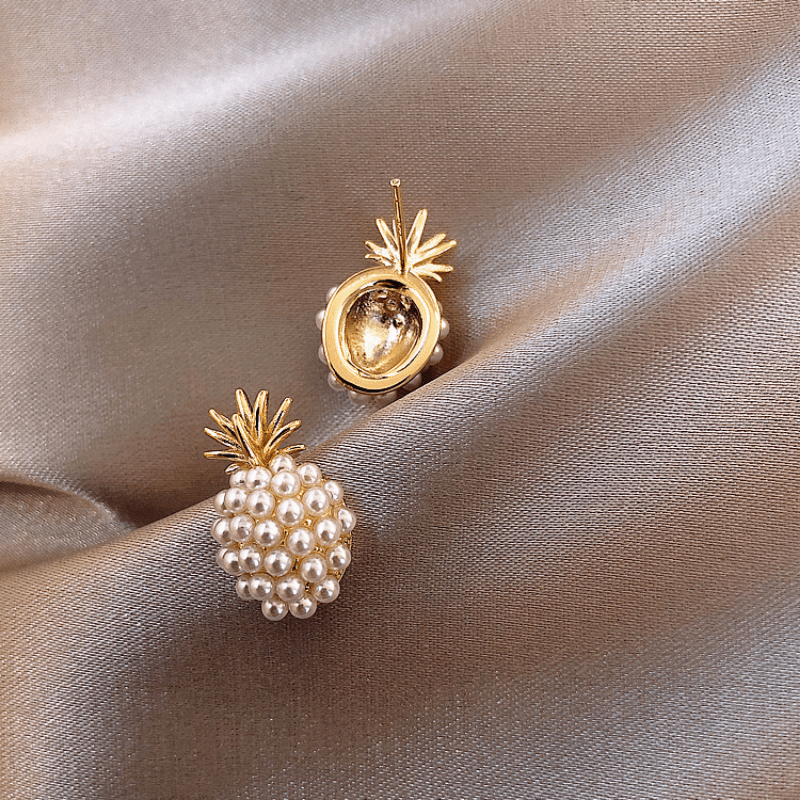 Exquisite Pineapple Earrings | Fashionable and Creative, 14K Gold Plated Alloy, Golden Color, Mosaic Resin Details, Elegant Jewelry Additions, Perfect Birthday Gift, For Teenager