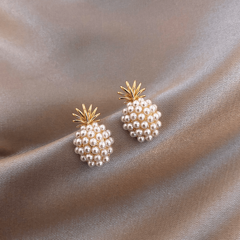 Exquisite Pineapple Earrings | Fashionable and Creative, 14K Gold Plated Alloy, Golden Color, Mosaic Resin Details, Elegant Jewelry Additions, Perfect Birthday Gift, For Teenager