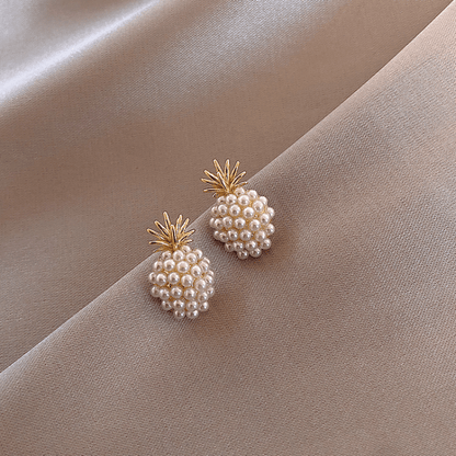 Exquisite Pineapple Earrings | Fashionable and Creative, 14K Gold Plated Alloy, Golden Color, Mosaic Resin Details, Elegant Jewelry Additions, Perfect Birthday Gift, For Teenager