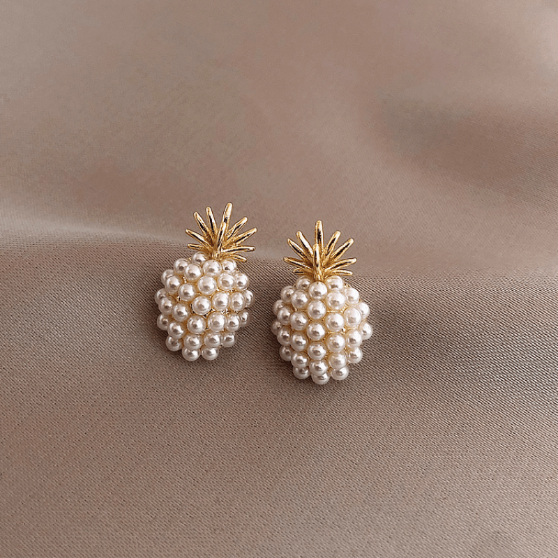 Exquisite Pineapple Earrings | Fashionable and Creative, 14K Gold Plated Alloy, Golden Color, Mosaic Resin Details, Elegant Jewelry Additions, Perfect Birthday Gift, For Teenager