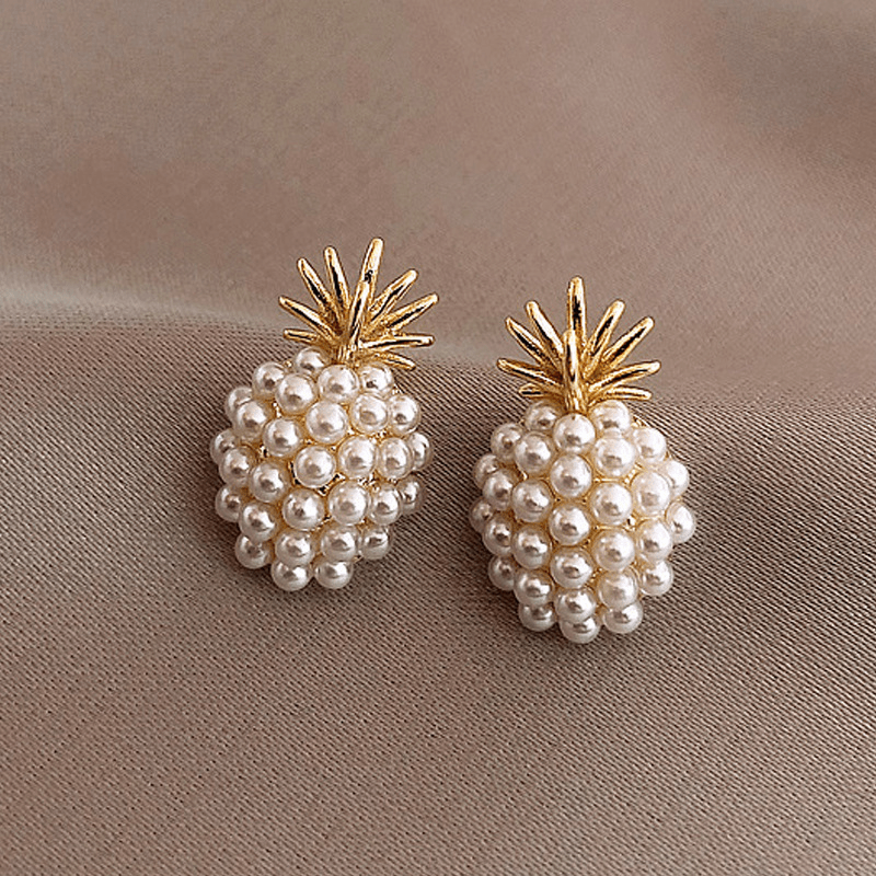 Exquisite Pineapple Earrings | Fashionable and Creative, 14K Gold Plated Alloy, Golden Color, Mosaic Resin Details, Elegant Jewelry Additions, Perfect Birthday Gift, For Teenager
