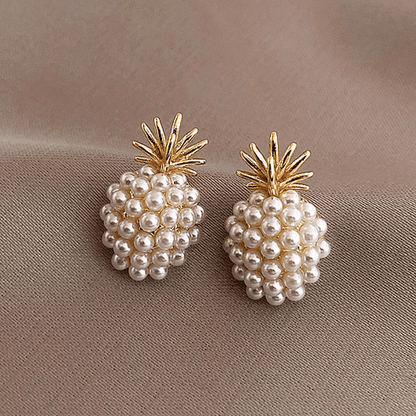 Exquisite Pineapple Earrings | Fashionable and Creative, 14K Gold Plated Alloy, Golden Color, Mosaic Resin Details, Elegant Jewelry Additions, Perfect Birthday Gift, For Teenager