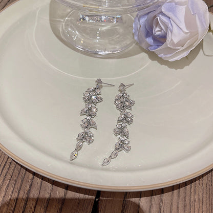 Stylish Luxury Rhinestone Long Tassel Earrings with Sparkling Gems