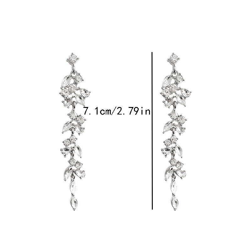 Stylish Luxury Rhinestone Long Tassel Earrings with Sparkling Gems
