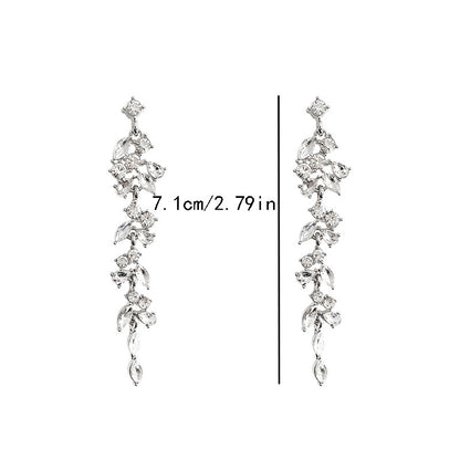 Stylish Luxury Rhinestone Long Tassel Earrings with Sparkling Gems