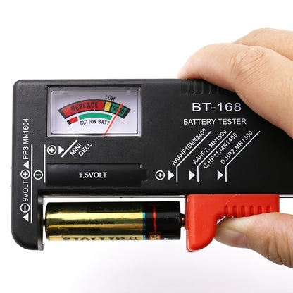 [Battery Tester] Universal BT-168 Battery Tester | Quickly Check AA/AAA/C/D/9V/1.5V Batteries - Colour-Coded Meter Indicators