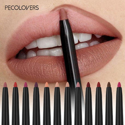 Sexy Red Waterproof Matte Lipliner Pencil Contour Tint Lipstick Lasting Non-stick Cup Moisturising Lips Makeup Cosmetic 12Color