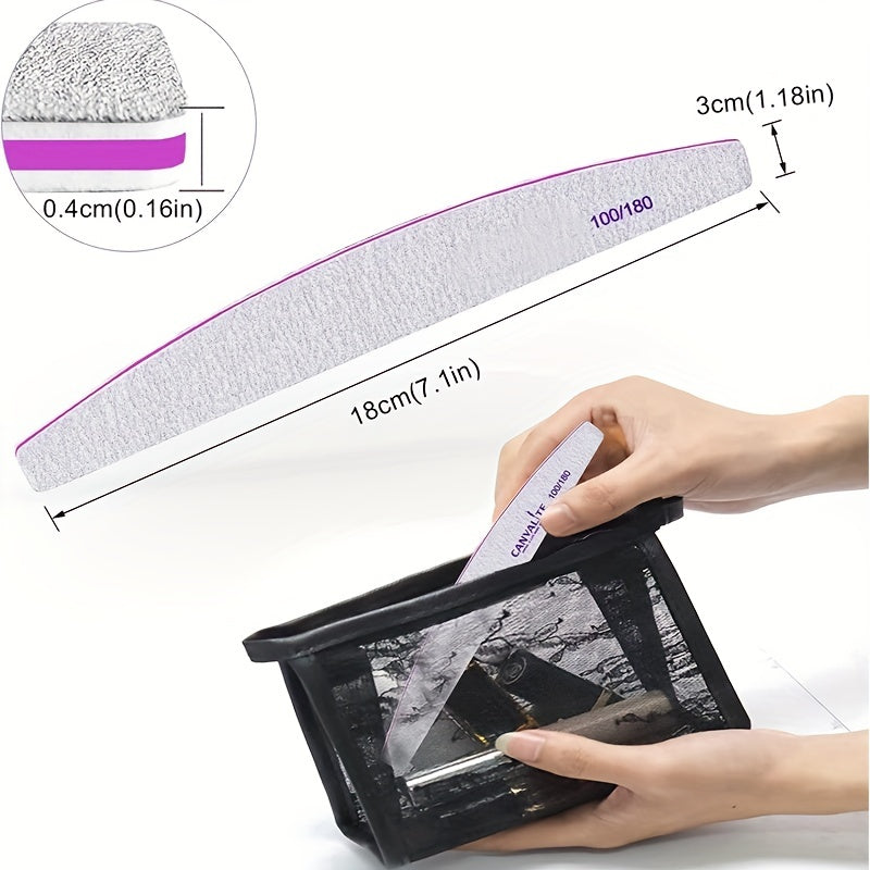 2pcs Nail Files And Buffers, 100/180 Grit, Durable Sandpaper, High Flexibility, Unscented Nail Styling Tools for Manicure And Pedicure, For Toenail& Foot Clean