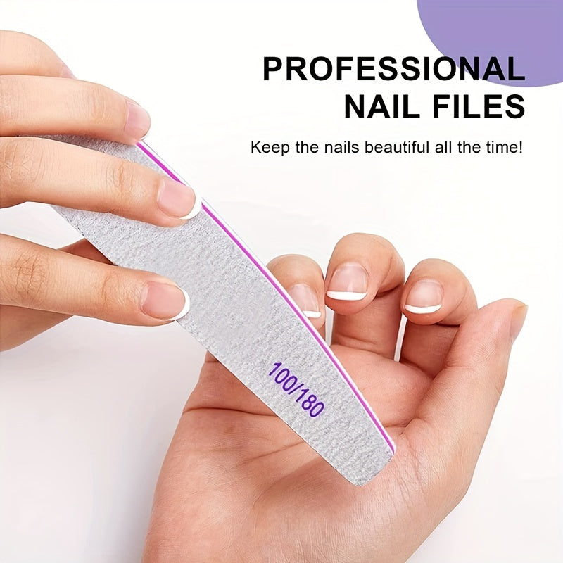 2pcs Nail Files And Buffers, 100/180 Grit, Durable Sandpaper, High Flexibility, Unscented Nail Styling Tools for Manicure And Pedicure, For Toenail& Foot Clean