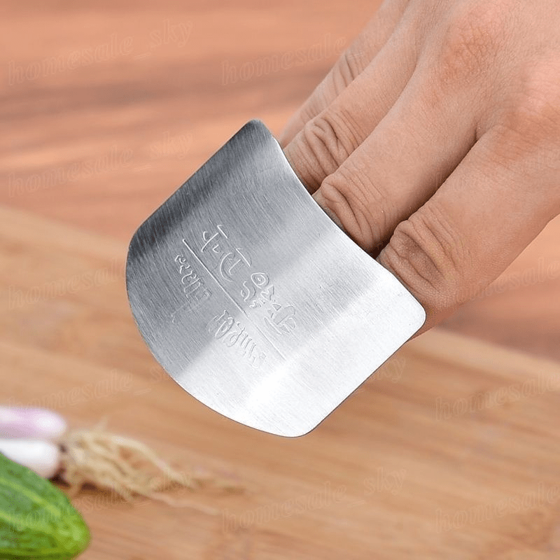 1pc Heavy-Duty Stainless Steel Finger Guard - Sharp Edge Guard for Knife Safety, Non-Slip Grip - Professional & Home Kitchen Use - Compatible with Chef, Paring Knives - Cut Prevention Protector for Fingers, Food Prep Protection, Modern Safety Tool