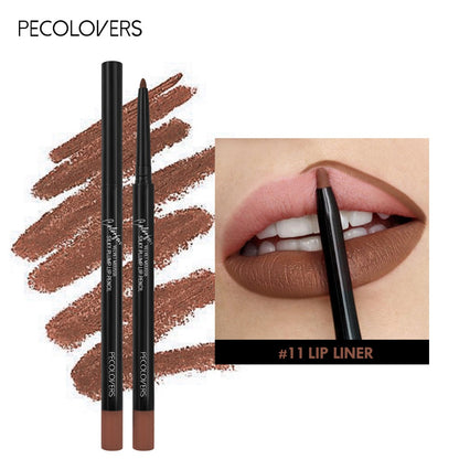 PECOLOVERS Lip Liner, Matte Waterproof Lipstick Pencil, Long-Lasting Makeup, for a Sexy Look