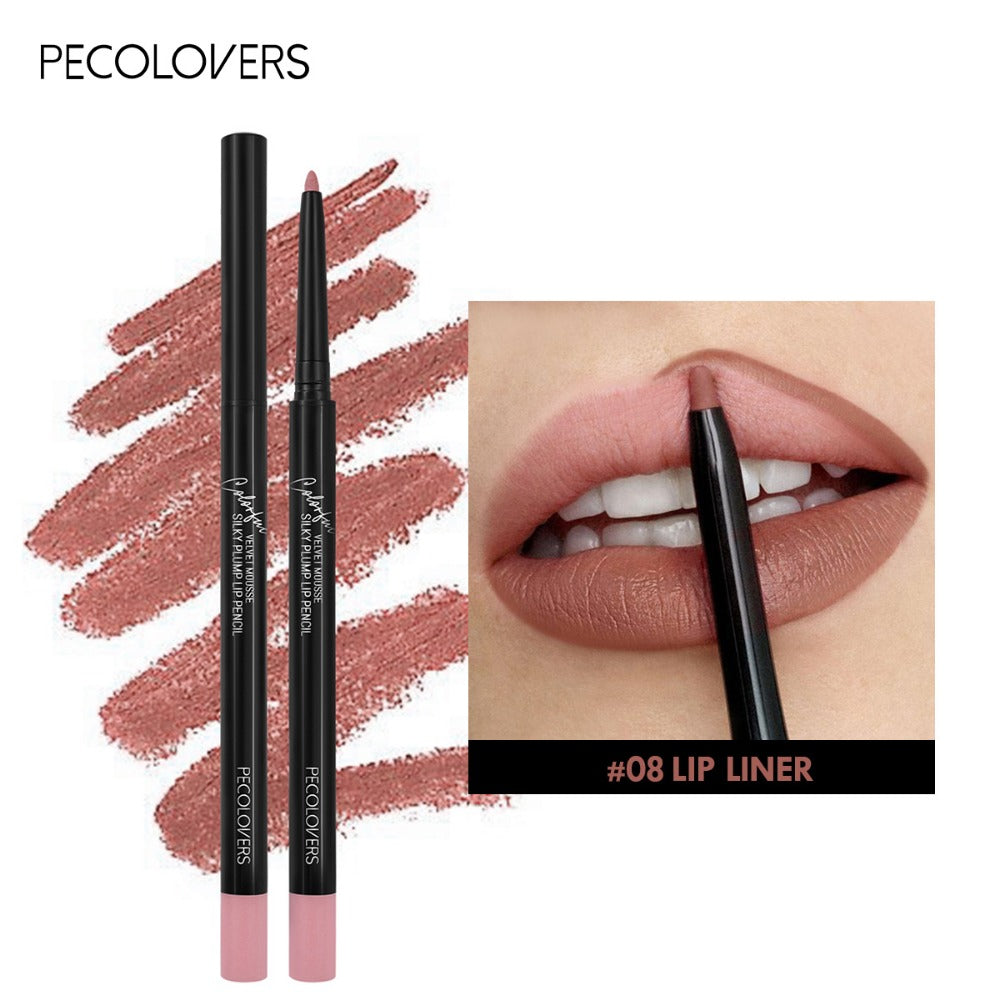 PECOLOVERS Lip Liner, Matte Waterproof Lipstick Pencil, Long-Lasting Makeup, for a Sexy Look