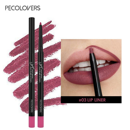 PECOLOVERS Lip Liner, Matte Waterproof Lipstick Pencil, Long-Lasting Makeup, for a Sexy Look