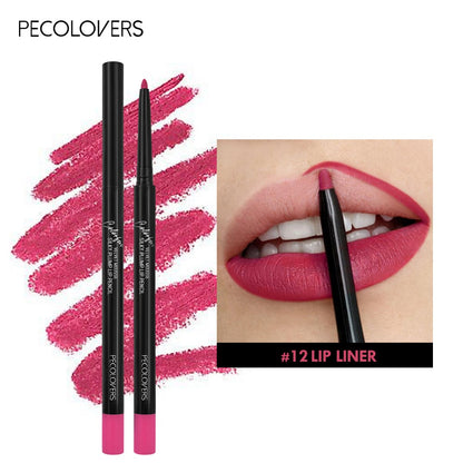 PECOLOVERS Lip Liner, Matte Waterproof Lipstick Pencil, Long-Lasting Makeup, for a Sexy Look
