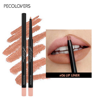 PECOLOVERS Lip Liner, Matte Waterproof Lipstick Pencil, Long-Lasting Makeup, for a Sexy Look