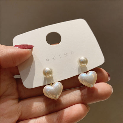 1pair Classic Heart-shaped Stud Earrings, Retro Hypoallergenic Earrings