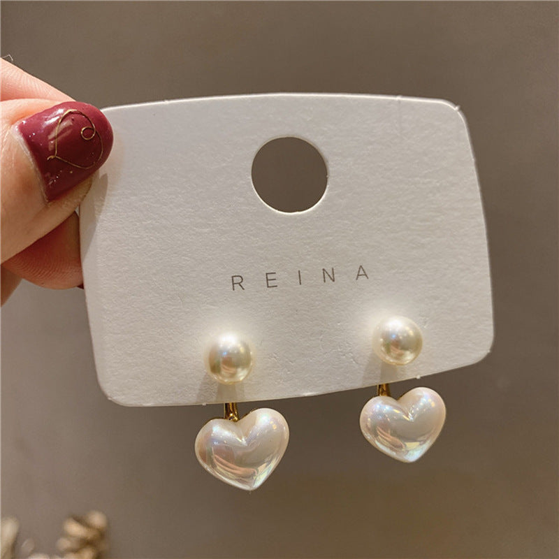 1pair Classic Heart-shaped Stud Earrings, Retro Hypoallergenic Earrings