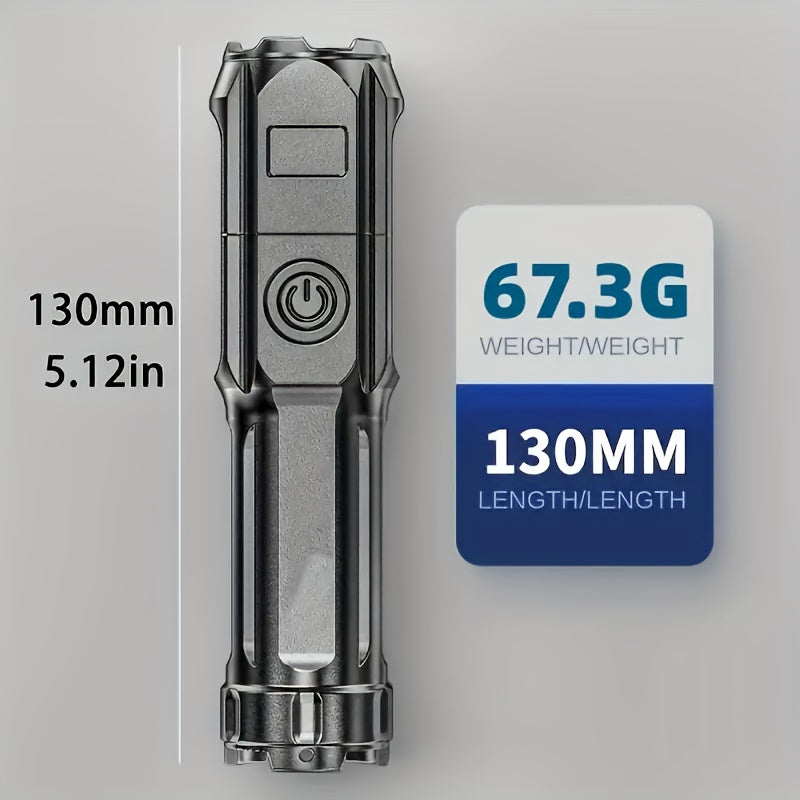 ANYICE 1pc 400Mah/800Mah Ultra Bright Zoomable Torch, Compact, Rechargeable Long Range IPX4 Durable LED Flashlight, Adjustable Zoom Light for Outdoor And Home Use