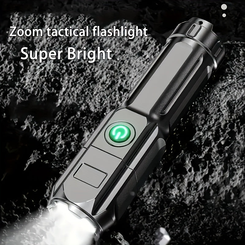 ANYICE 1pc 400Mah/800Mah Ultra Bright Zoomable Torch, Compact, Rechargeable Long Range IPX4 Durable LED Flashlight, Adjustable Zoom Light for Outdoor And Home Use