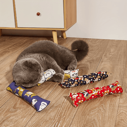 Plush Pillow With Cat Grass Chew Toys - Entertain And Soothe Your Feline Friend.
