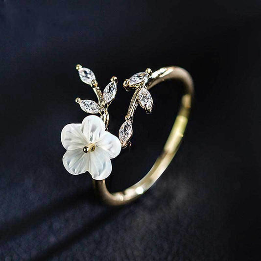 [New Year's Gift for Women Mom] Creative Flower Leaf Ring, Trendy Party Jewelry, Christmas Halloween Gift, New Year's Gift, Valentine's Day Gift For Women Mom Family Friends