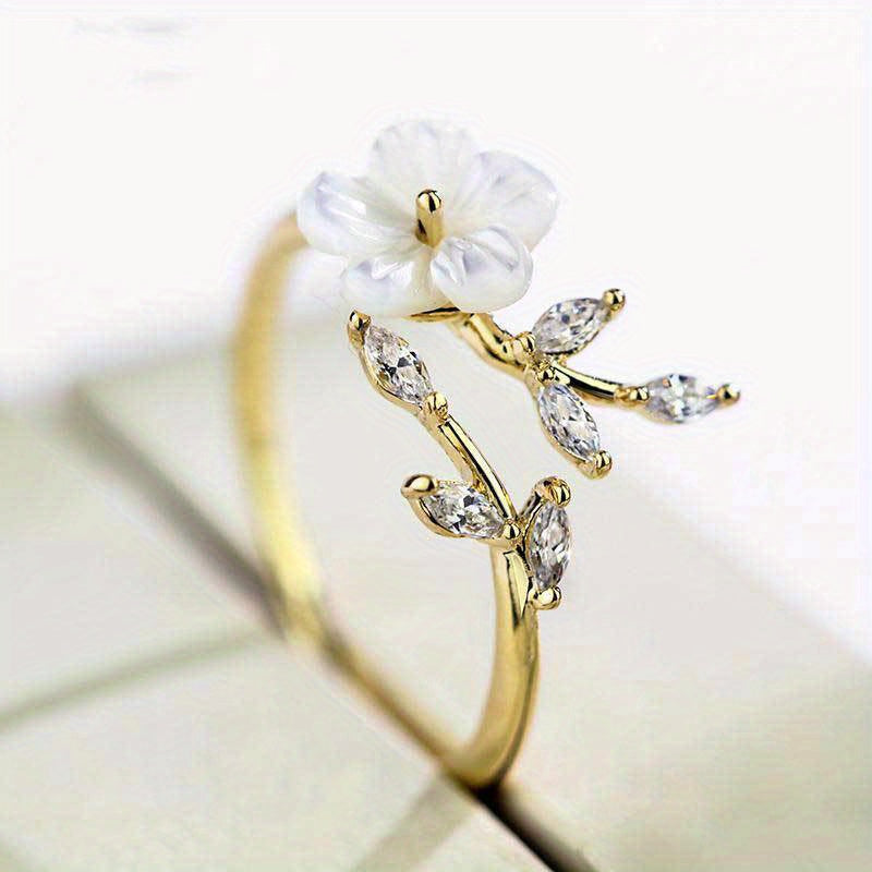 [New Year's Gift for Women Mom] Creative Flower Leaf Ring, Trendy Party Jewelry, Christmas Halloween Gift, New Year's Gift, Valentine's Day Gift For Women Mom Family Friends