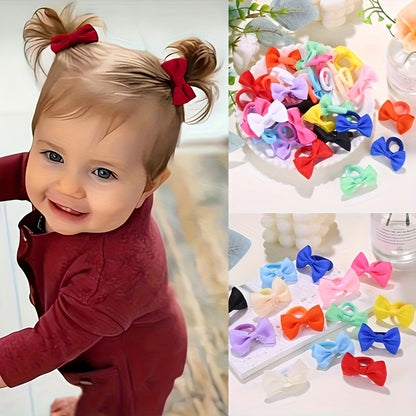 [Holiday Gifts] 10/20/30/40pcs Bow Hair Ties for Youngsters, Colorful Elastic Hair Bands for Ponytails and Braids, Suitable for Daily Use and Holiday Gifts