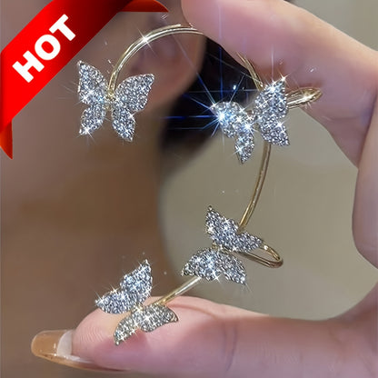 French-style Golden Sparkling Butterfly Luxury Butterfly Earrings