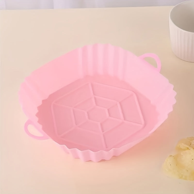 Air Fryer Baking Pan, Reusable Non-Stick Silicone Basket & Square Tray, Compatible for All Air Fryers Toaster Ovens, Easy-Clean Durable Silicone Pan Liner, for Healthy Roasting Broiling Warming, 1pc