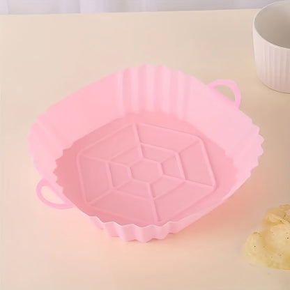 Air Fryer Baking Pan, Reusable Non-Stick Silicone Basket & Square Tray, Compatible for All Air Fryers Toaster Ovens, Easy-Clean Durable Silicone Pan Liner, for Healthy Roasting Broiling Warming, 1pc