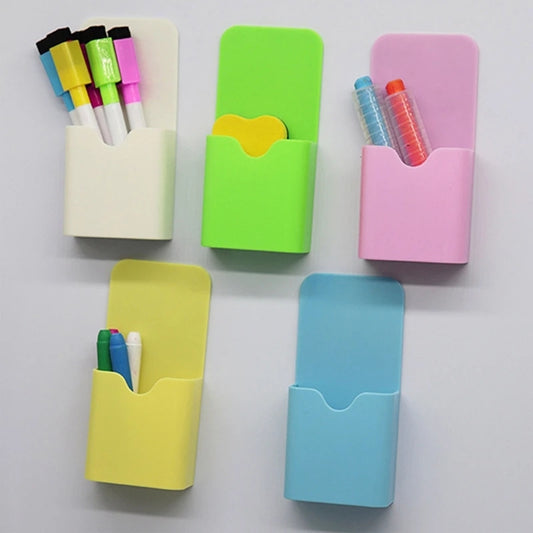 [Magnetic Pen Holder] Magnetic Plastic Pen Holder & Erase Marker Storage Box | Lightweight Hanging Organizer with Strong Magnetic Base, Durable Oil-Resistant Design for Home Office Whiteboard Fridge Refrigerator Locker - Multi-Color Options
