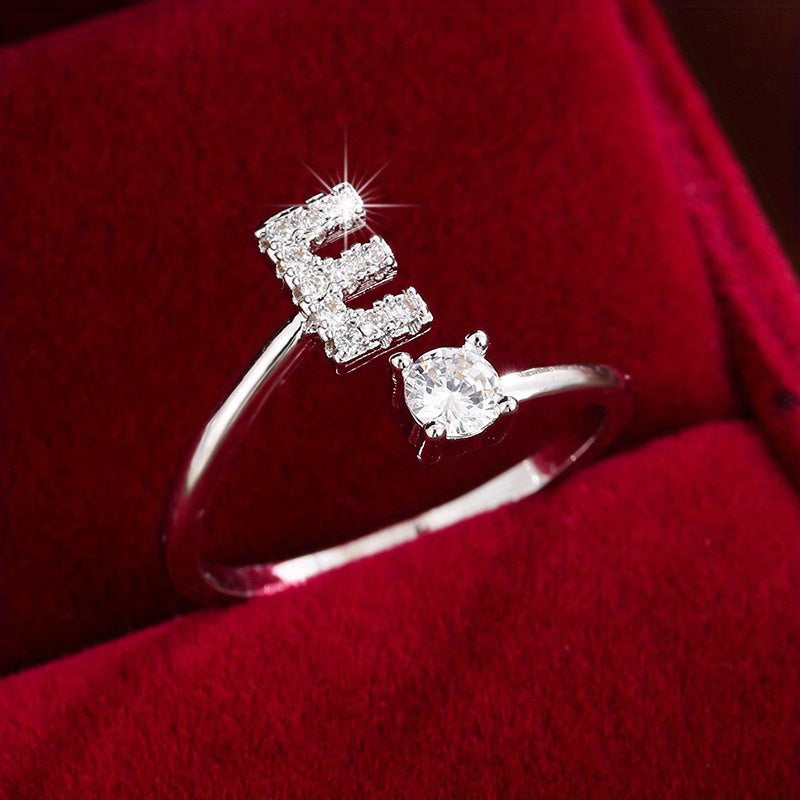 Silvery or Golden Letter Wrap Ring - Inlaid Shining Alphabet Ring - Choose Your Letter - Match Daily Outfits