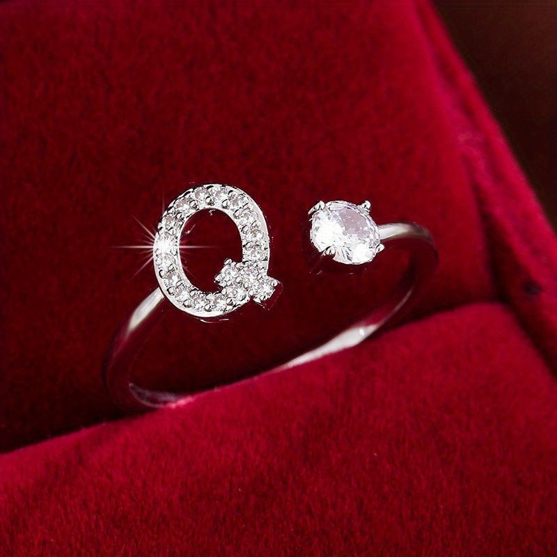 Silvery or Golden Letter Wrap Ring - Inlaid Shining Alphabet Ring - Choose Your Letter - Match Daily Outfits