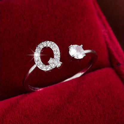 Silvery or Golden Letter Wrap Ring - Inlaid Shining Alphabet Ring - Choose Your Letter - Match Daily Outfits