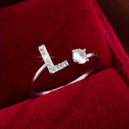 Silvery or Golden Letter Wrap Ring - Inlaid Shining Alphabet Ring - Choose Your Letter - Match Daily Outfits