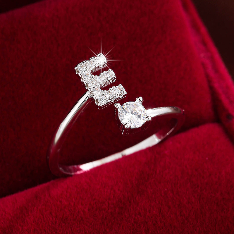 Silvery or Golden Letter Wrap Ring - Inlaid Shining Alphabet Ring - Choose Your Letter - Match Daily Outfits